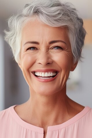 Woman with gray hair smiling